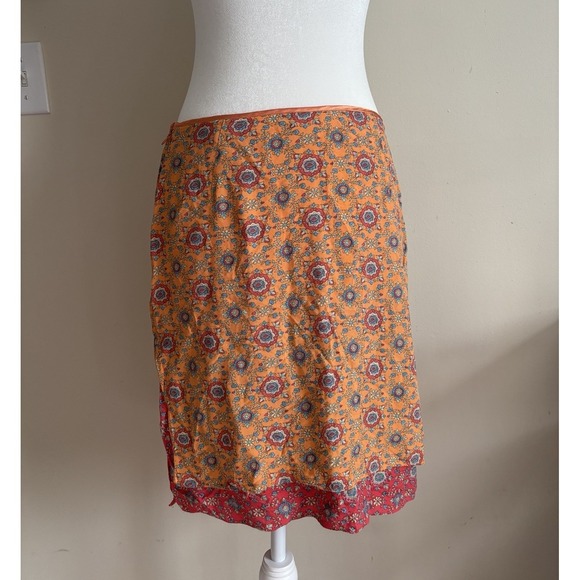 Vintage 90s Y2K Esprit Mini Skirt Womens 9/10 Medium Floral Orange Boho Grunge - Picture 5 of 6